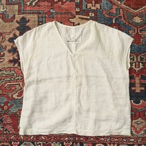 Not Perfect Linen boxy V neck top